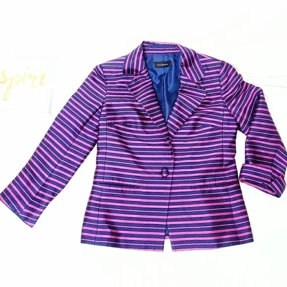 Talbots Silk Grace Doupioni Blazer Jacket